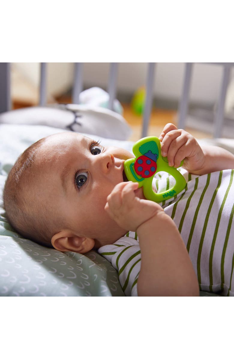 HABA Lucky Shamrock Silicone Teething Toy, Alternate, color, Green Multi