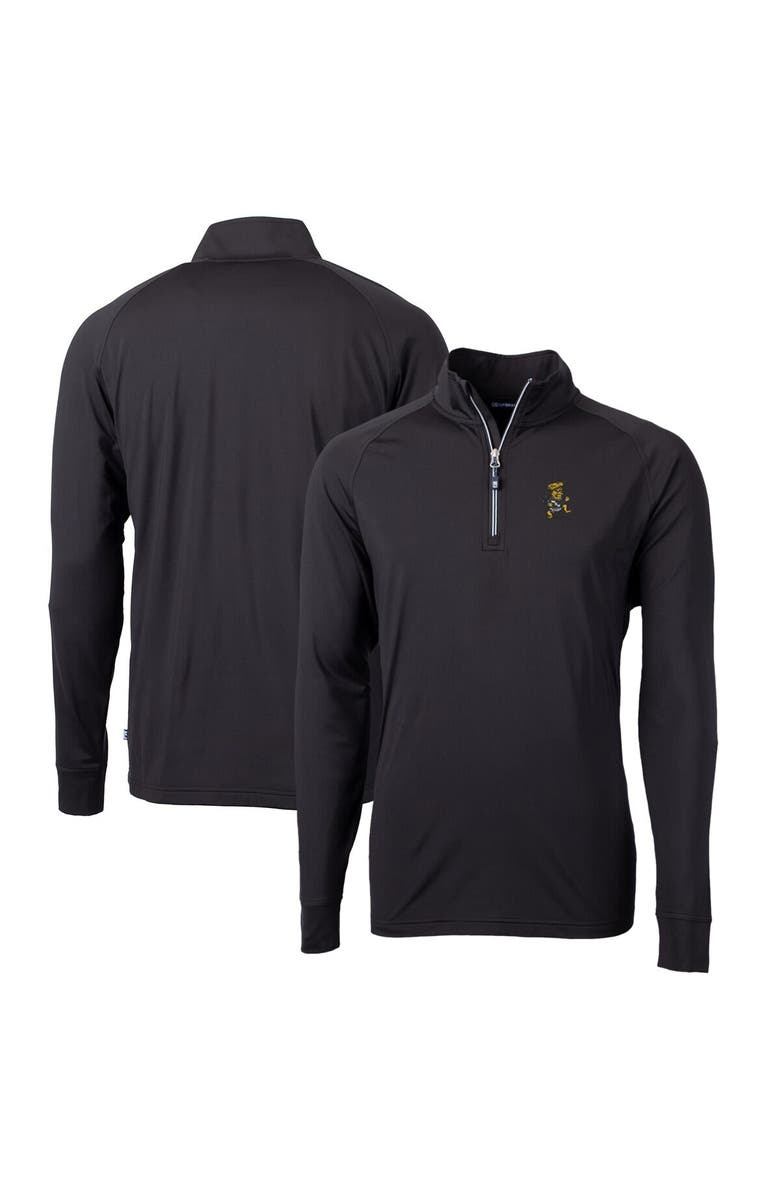 Cutter & Buck Men's Cutter & Buck Black Wichita State Shockers Adapt Eco Knit Stretch Recycled Big & Tall Quarter-Zip Pullover Top, Main, color, 