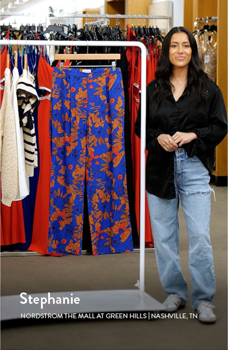 Mercado Floral Wide Leg Linen Blend Pants, sales video thumbnail