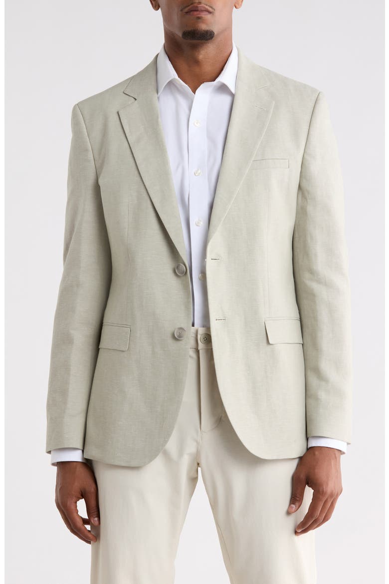 Cotton & Linen Suit Jacket, Main, color, OPEN GREEN