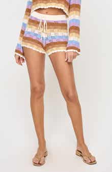 LSPACE Lost Tides Stripe Cotton Cover-Up Shorts