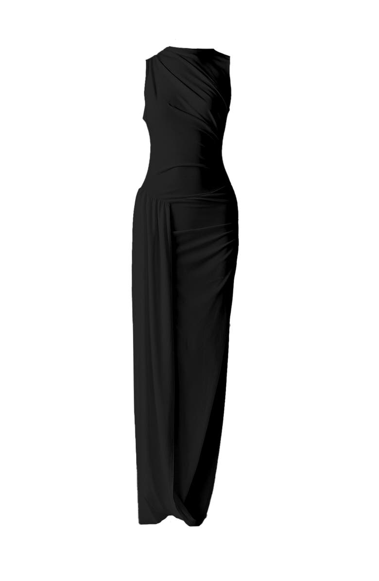 ATS Evel Draped Dress, Alternate, color, Black