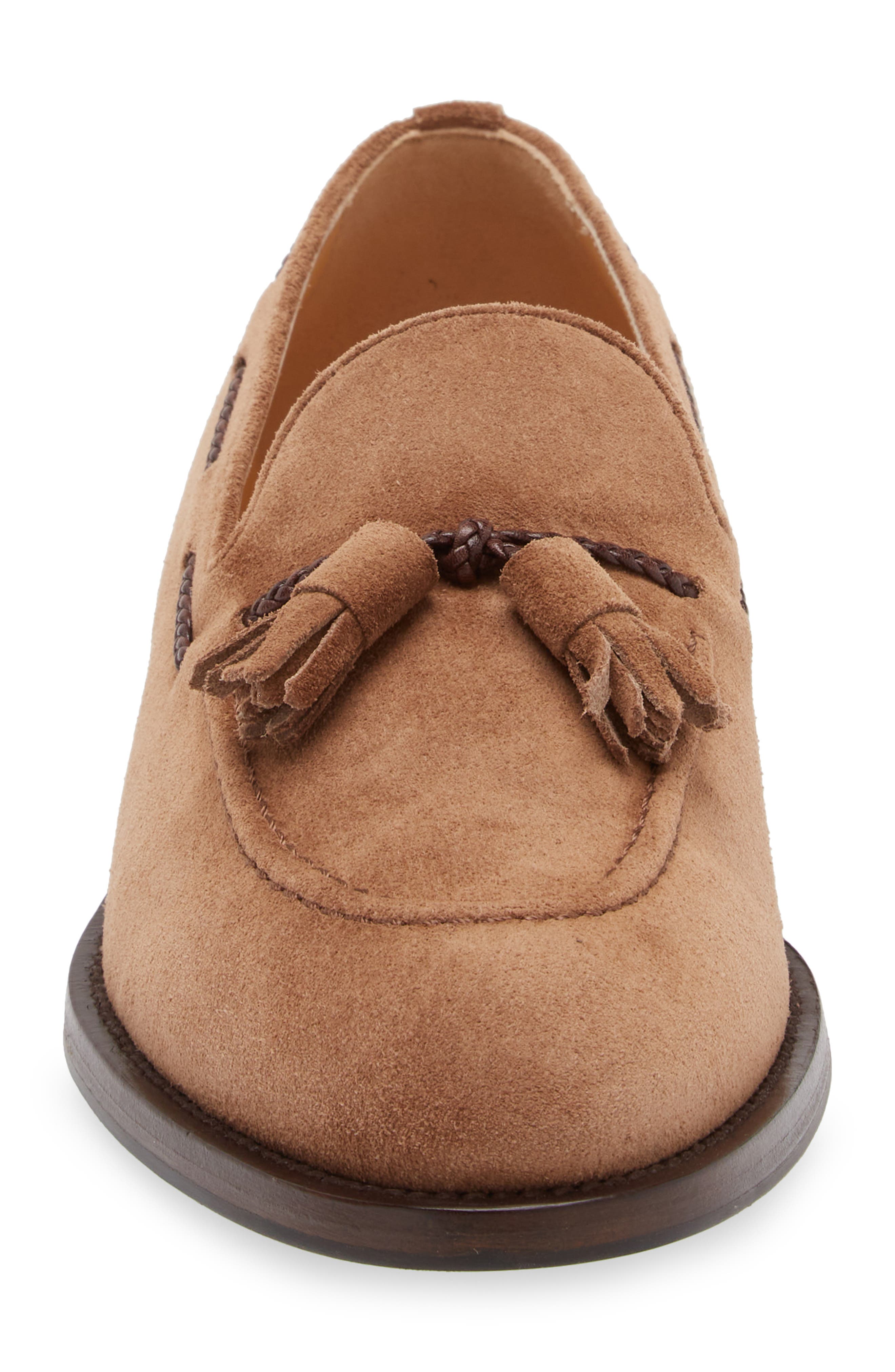 Brunello Cucinelli Tassel Detail Suede Loafer, Alternate, color, C8831 Castagna