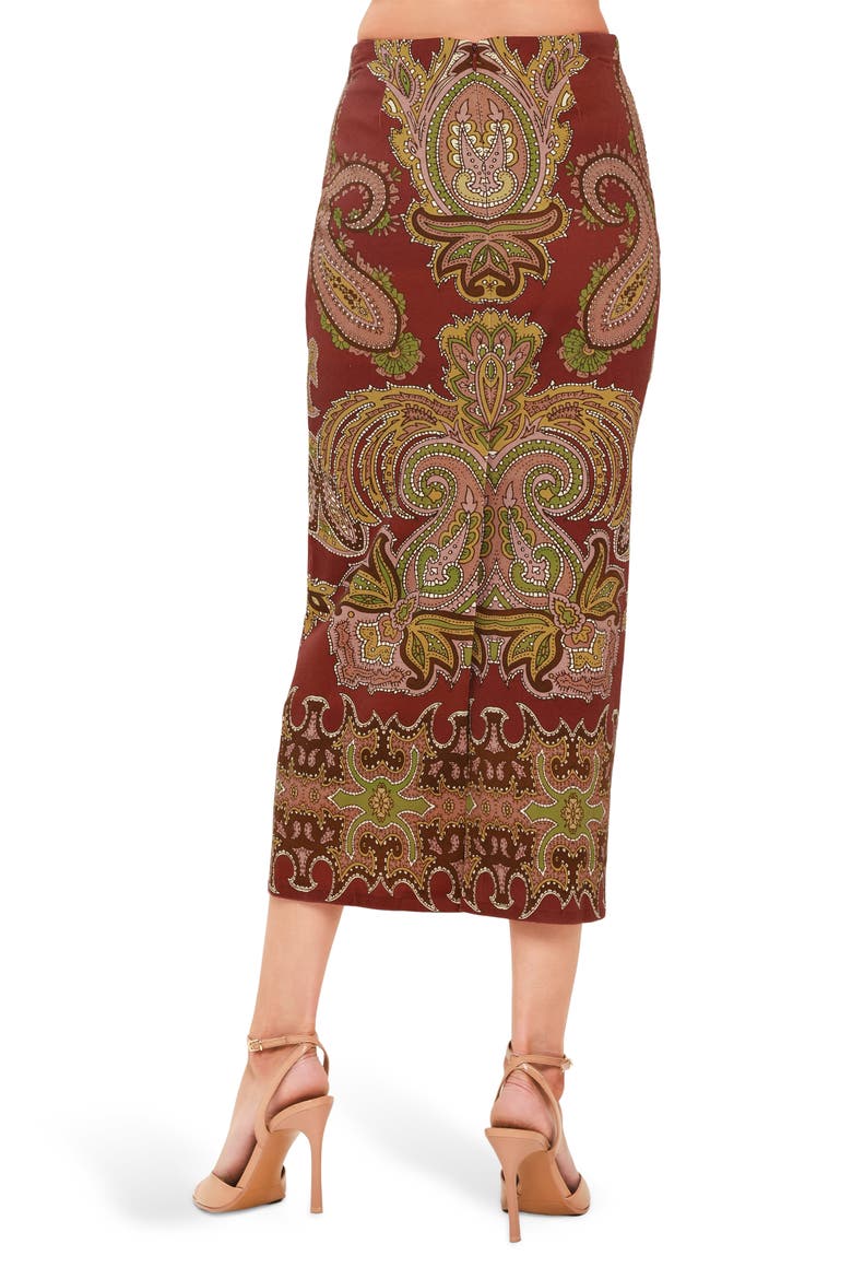 Paisley Print Pencil Skirt, Alternate, color, MAROON