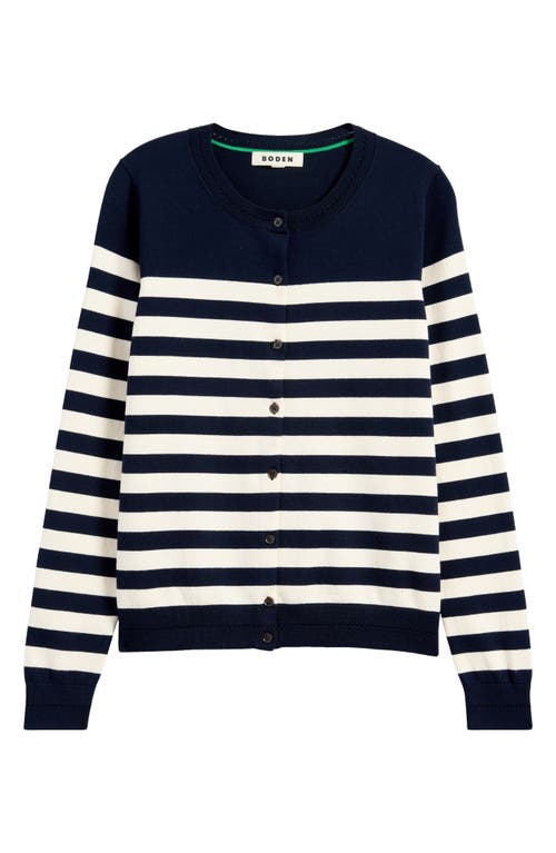 BODEN BODEN CATRIONA STRIPE COTTON BLEND CARDIGAN