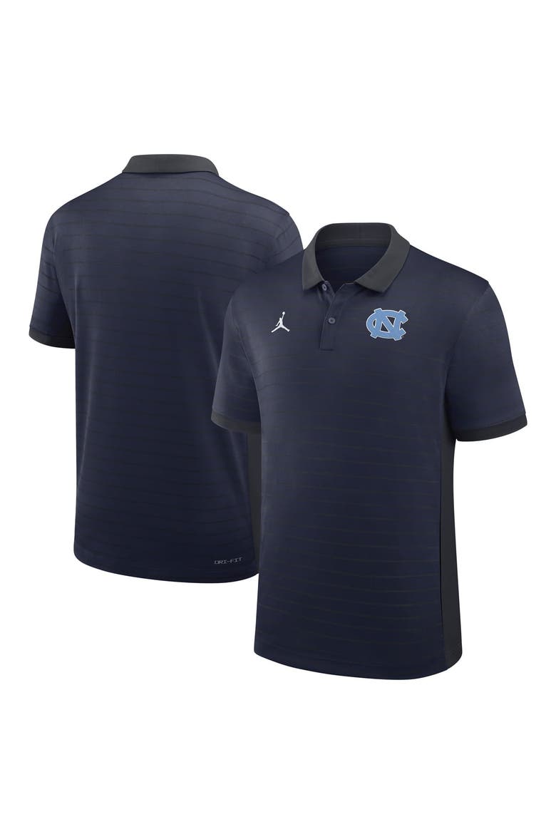 Men's Jordan Brand Navy North Carolina Tar Heels 2026 Early Season Coaches Sideline Victory Stripe Dri-FIT Polo, Main, color, Navy
