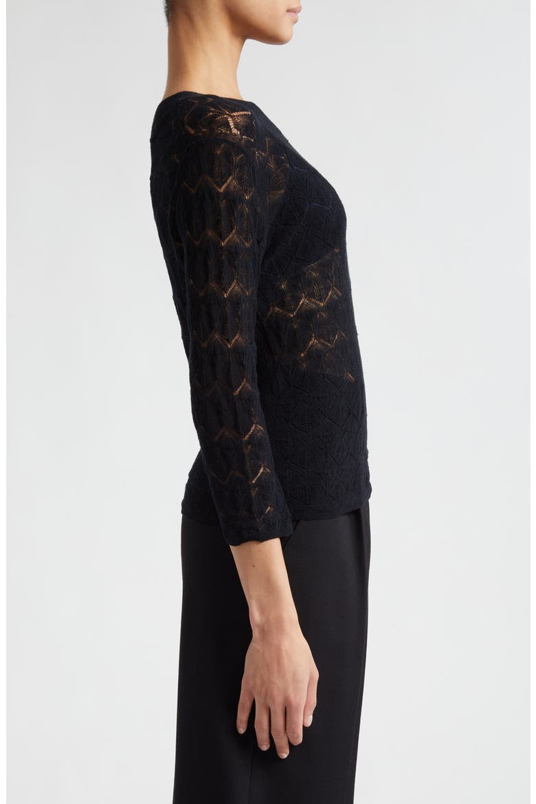 Long Sleeve Cotton Lace Top, Alternate, color, BLACK