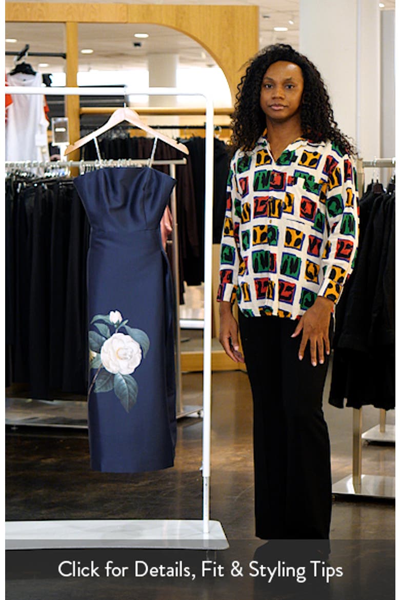 Shay Floral Strapless Stretch Mikado Cocktail Midi Dress video