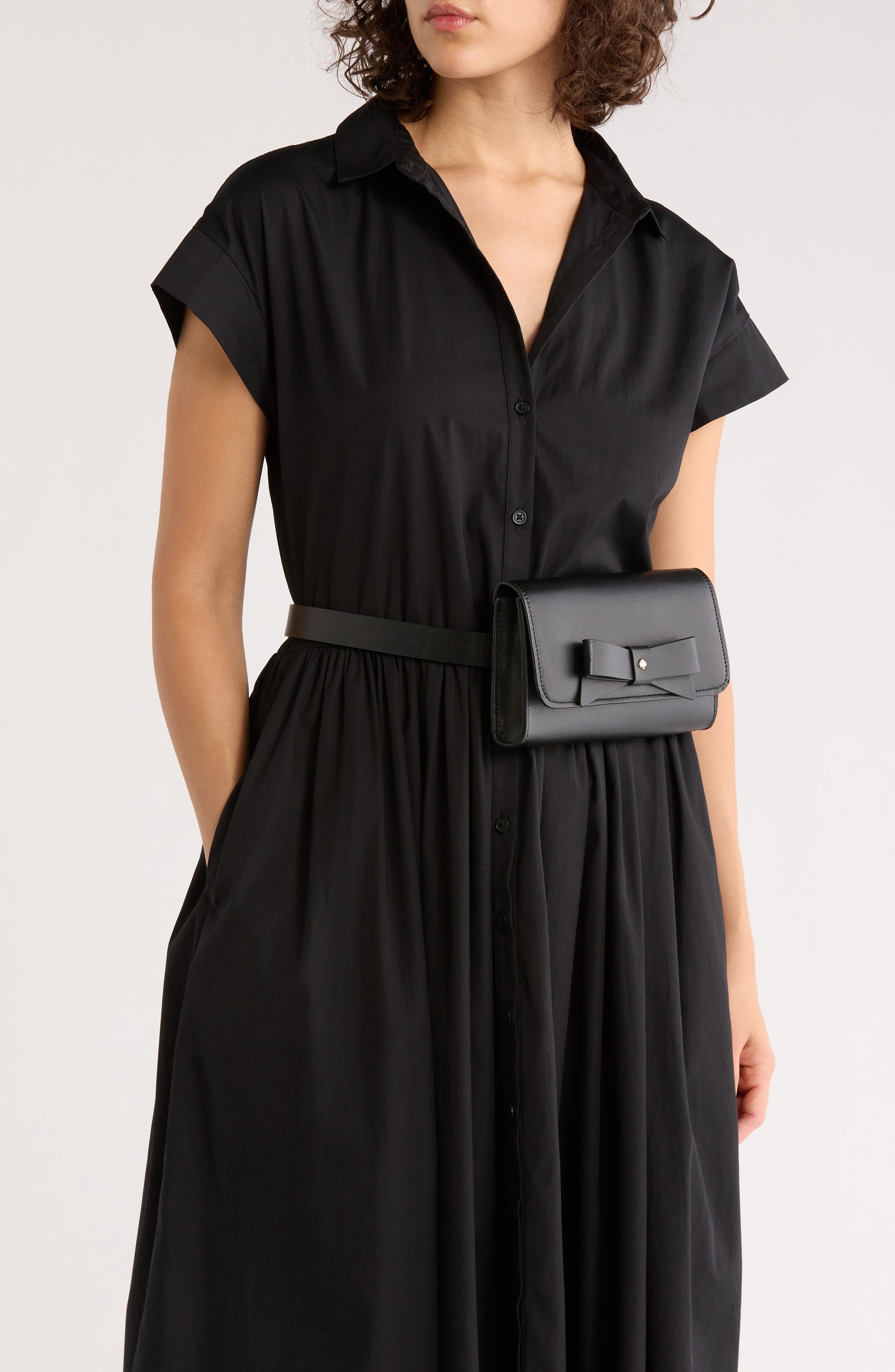 Kate Spade New York leather belt bag, Alternate, color, Black / Polished Gold