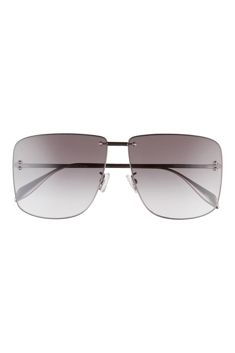 Alexander McQueen 64mm Oversize Square Sunglasses, Main, color, RUTHENIUM