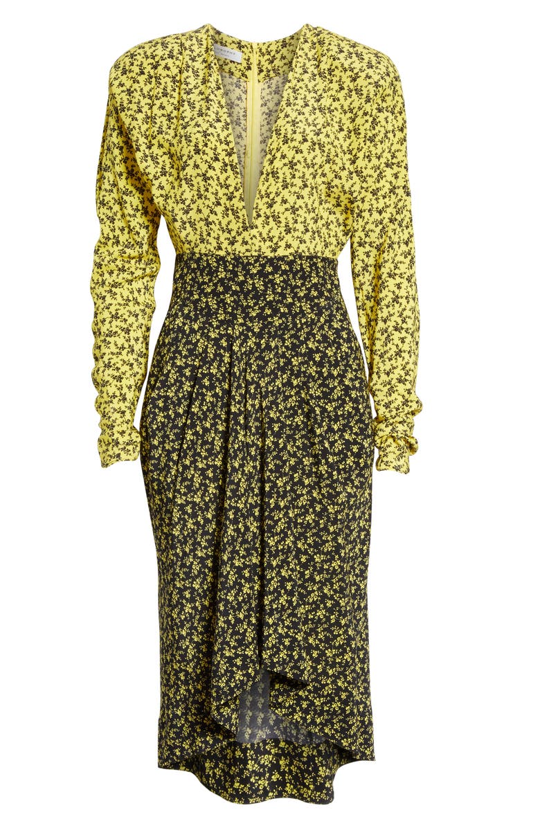 Philosophy Di Lorenzo Serafini Two-Tone Floral Print Long Sleeve Crêpe de Chine Dress, Alternate, color, 