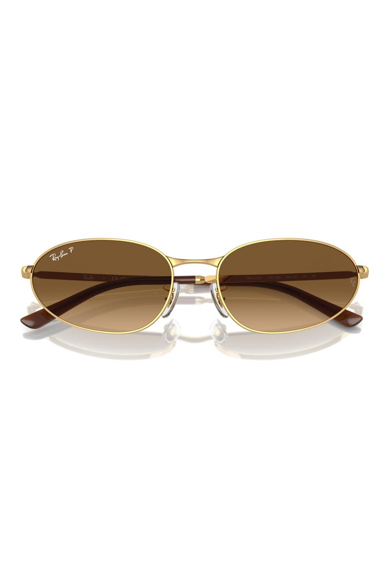 56mm Gradient Polarized Oval Sunglasses, Alternate, color, GOLD FLASH