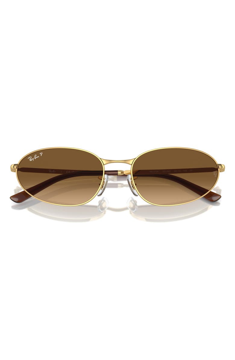 Ray-Ban 59mm Gradient Polarized Irregular Sunglasses, Alternate, color, Gold Flash
