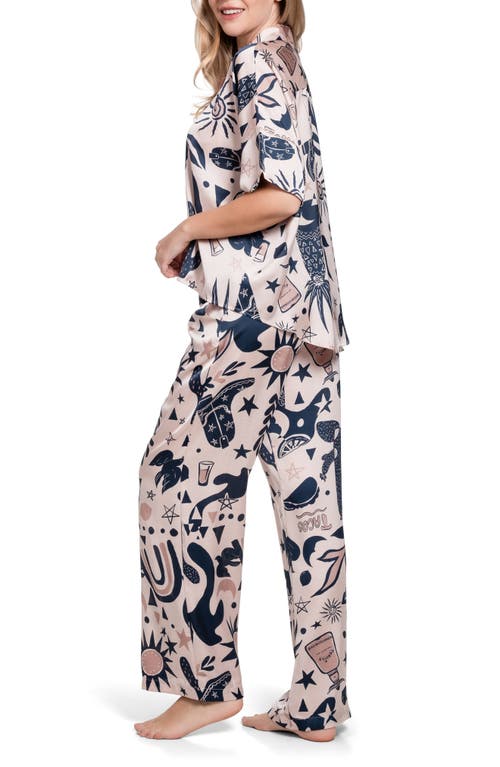 Midnight Bakery Tequila Sun Satin Pajamas In Pink