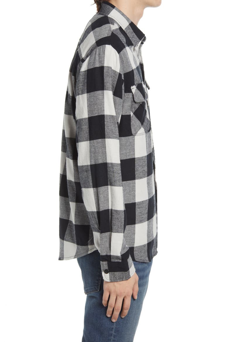 Bowery Check Flannel Button-Up Shirt, Alternate, color, BLACK/ VAPOR