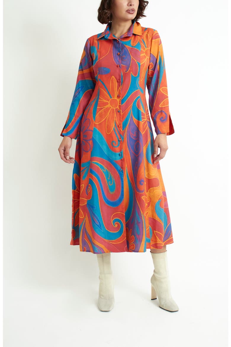 Voyage Dress, Alternate, color, Orange hippie florals