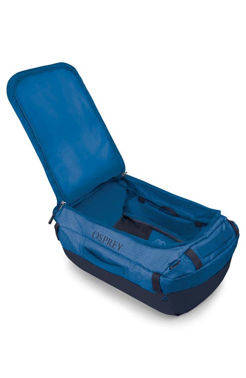Osprey Transporter 65-liter Duffle Luggage In Blue Flame/nocturnal Blue