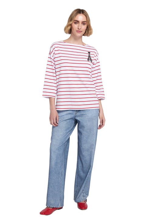 Striped Tee With Graphic Top