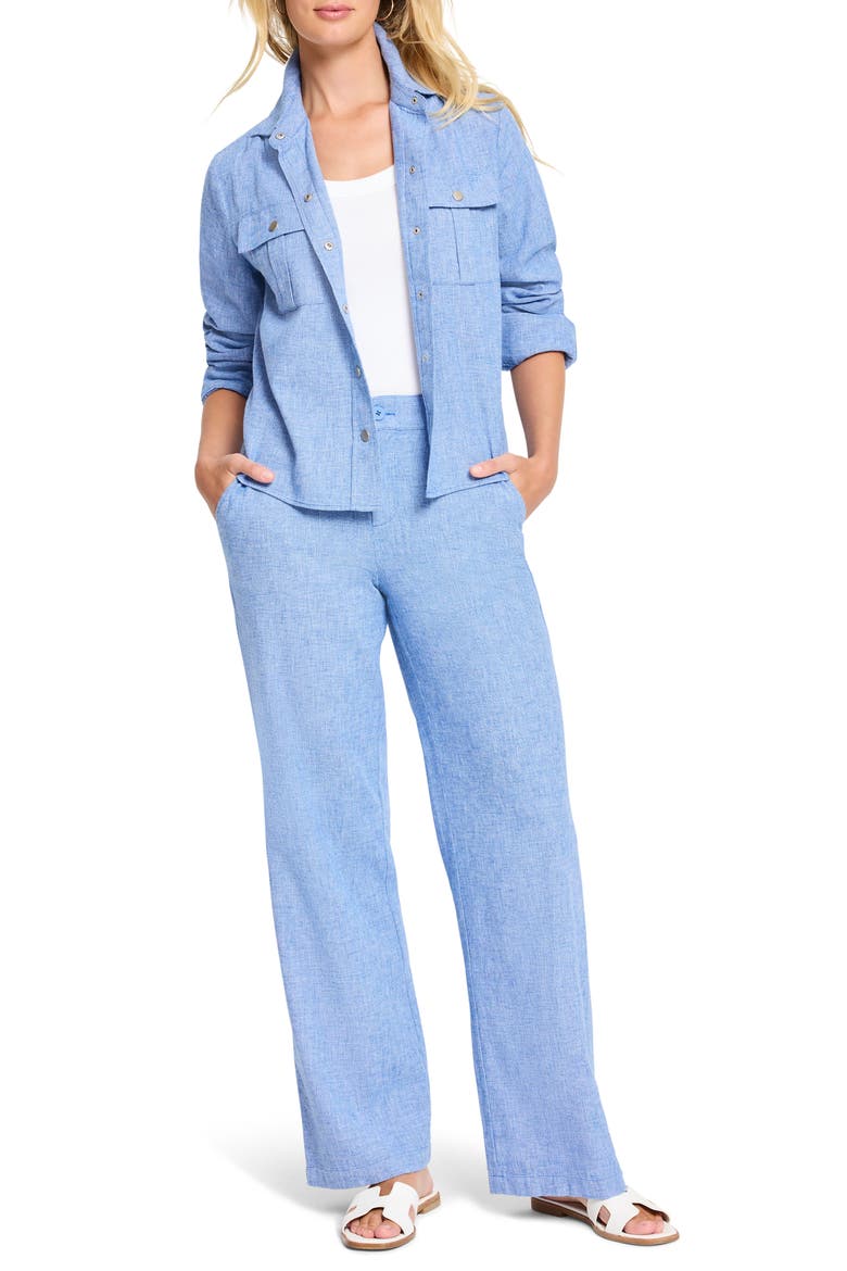 Eliot Cotton & Linen Wide Leg Pants, Alternate, color, BLUE MIX
