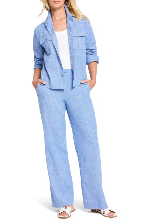 Nic + Zoe Nic+zoe Eliot Cotton & Linen Wide Leg Pants In Blue Mix