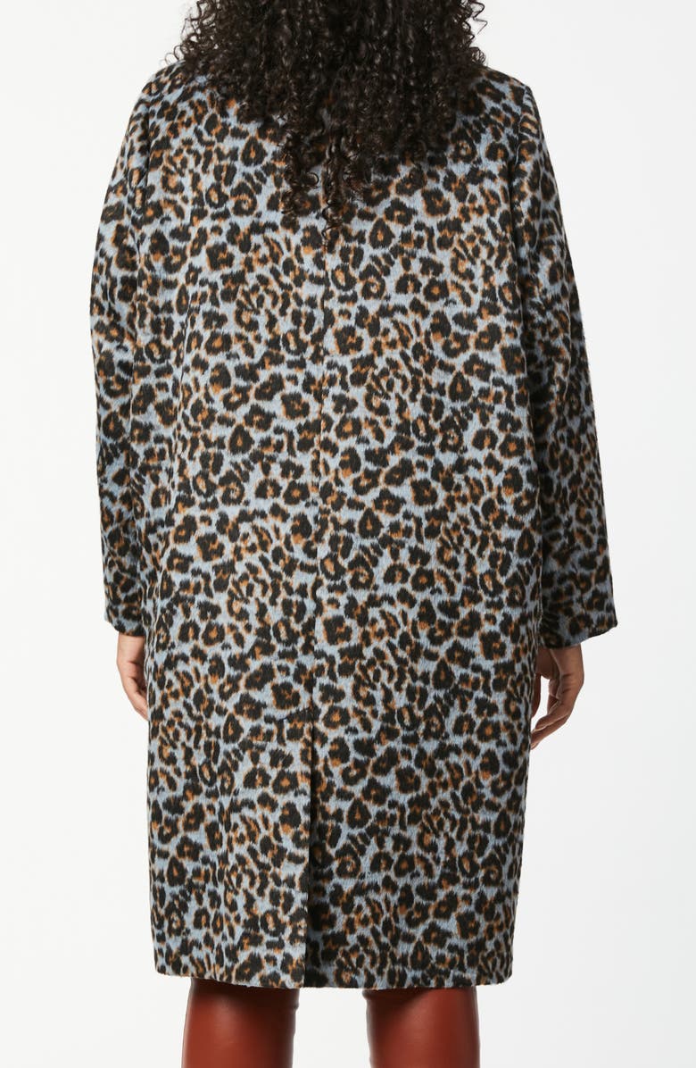 Bernardo Relaxed Fit Animal Print Coat, Alternate, color,