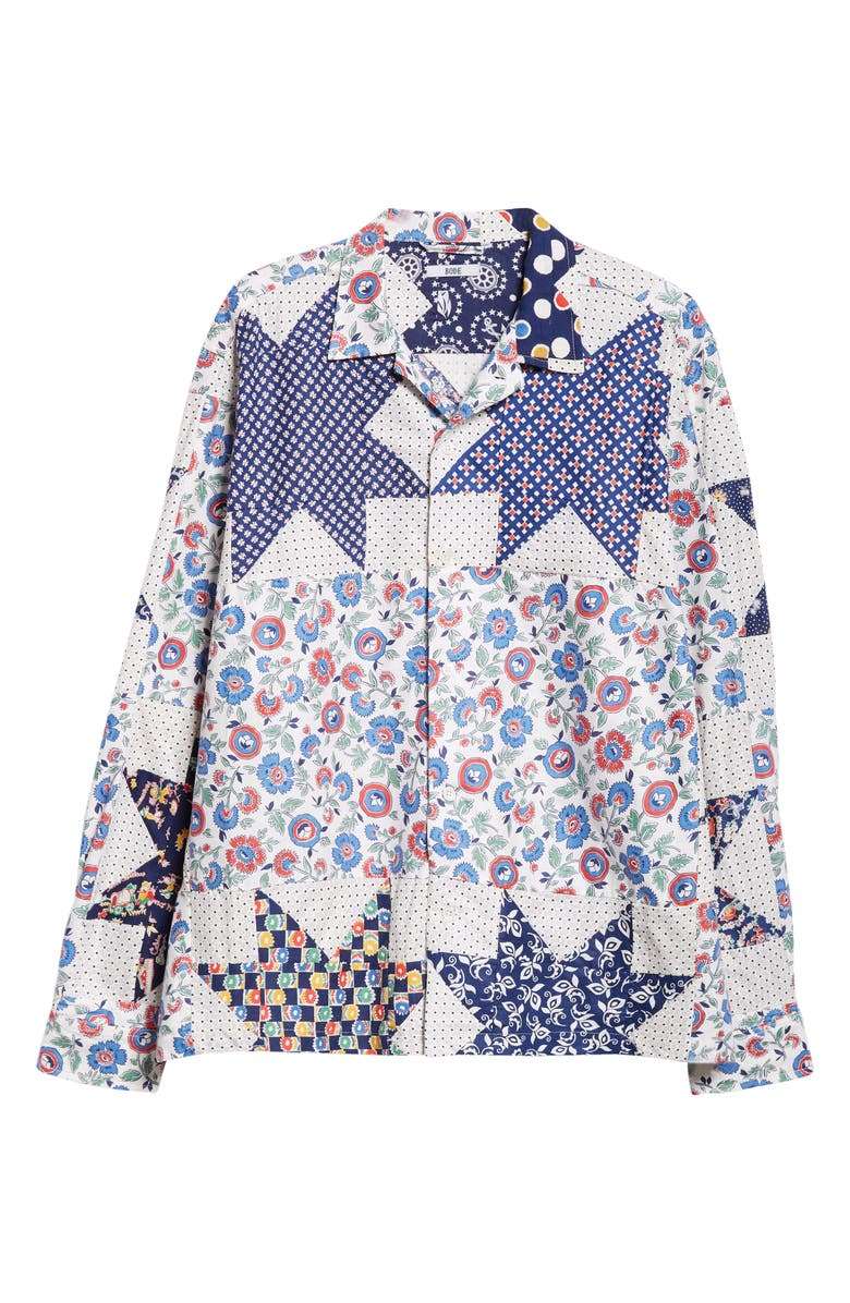 Bode Thistle Star Long Sleeve Camp Shirt, Alternate, color, 