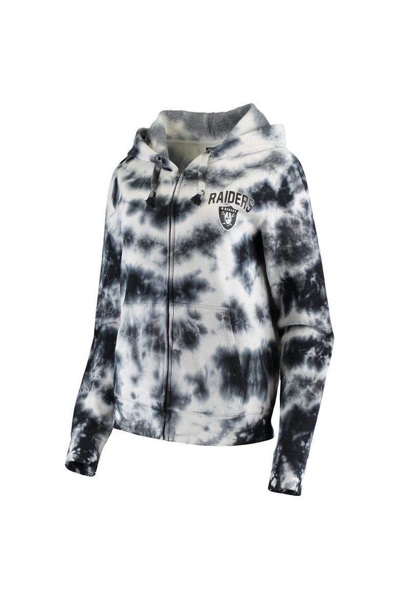 Women's New Era Black Las Vegas Raiders Tie Dye Fleece Full-Zip Hoodie, Alternate, color, Black