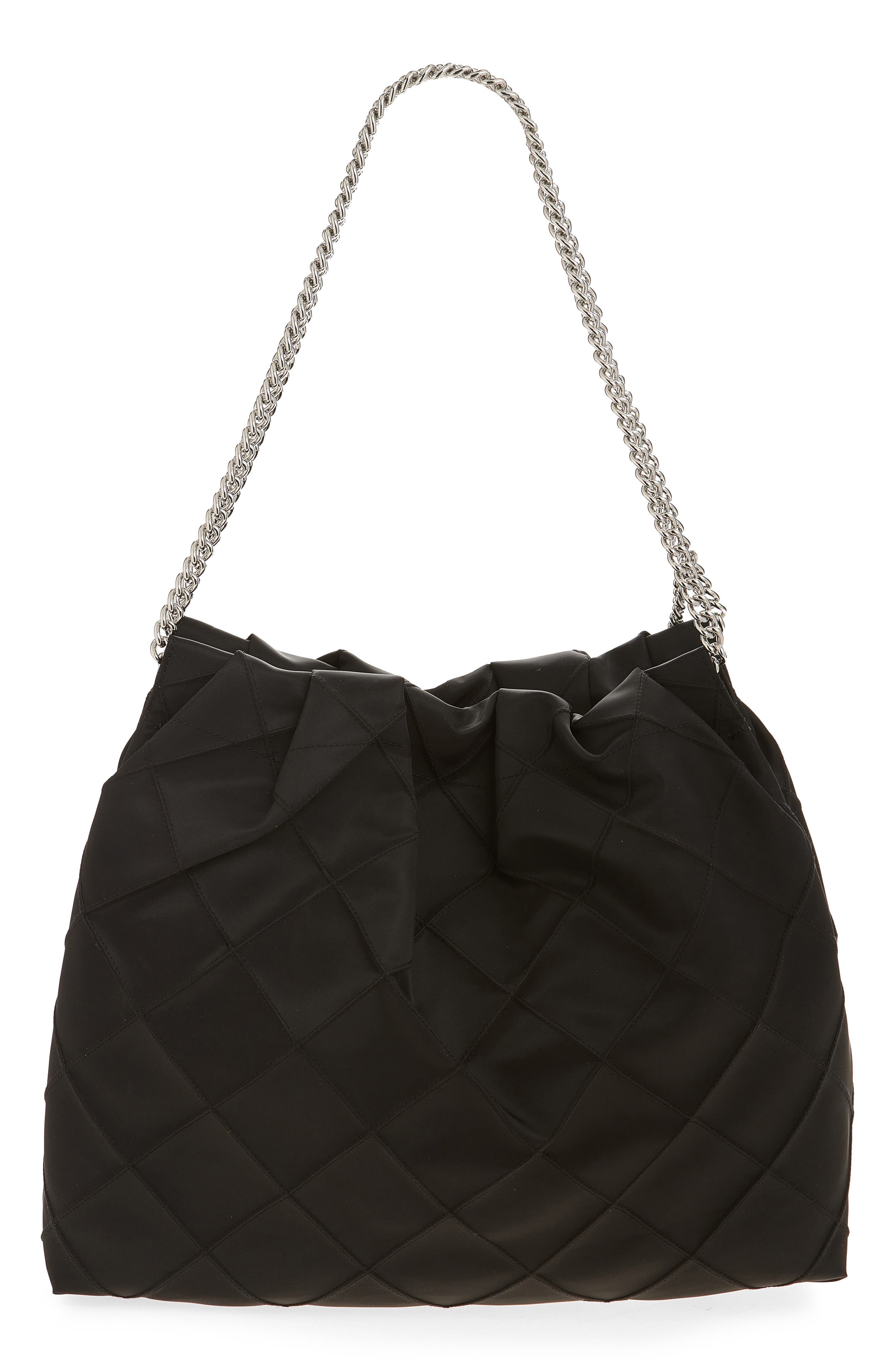 Tory Burch Fleming Quilted Nylon Hobo Bag, Alternate, color, Black