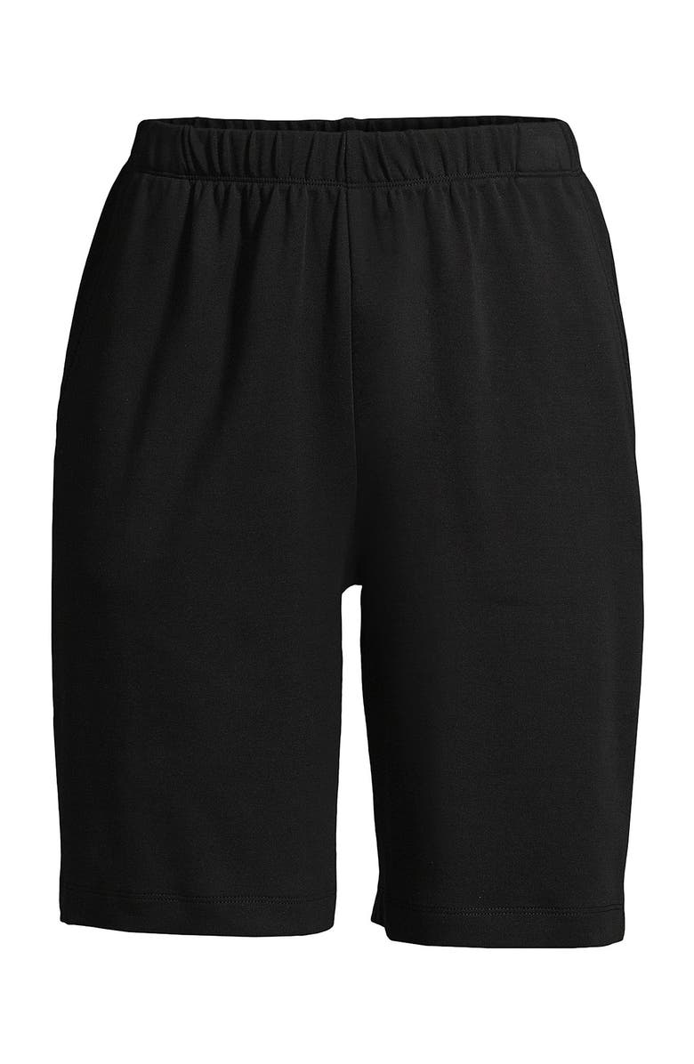 Lands' End Plus Size Sport Knit High Rise Shorts, Alternate, color, Black