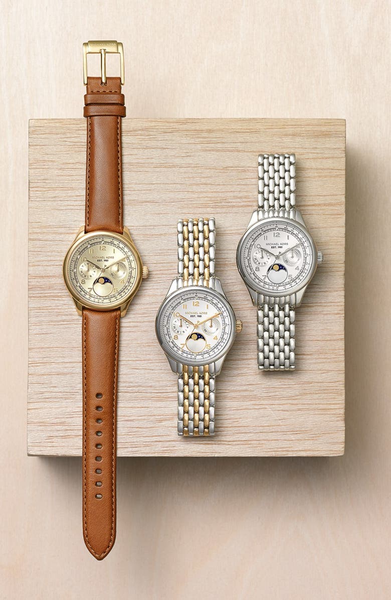 MICHAEL Michael Kors Michael Kors 'Amelia' Moon Phase Bracelet Watch, 38mm, Alternate, color, 