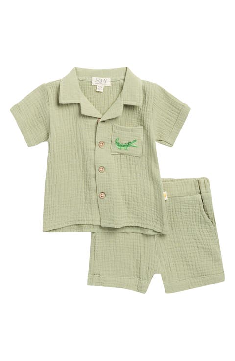 Organic Cotton Gauze Button-Up Shirt & Shorts Set (Baby)