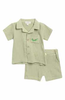 JOY JUST ORGANIC YOU Organic Cotton Gauze Button-Up Shirt & Shorts Set