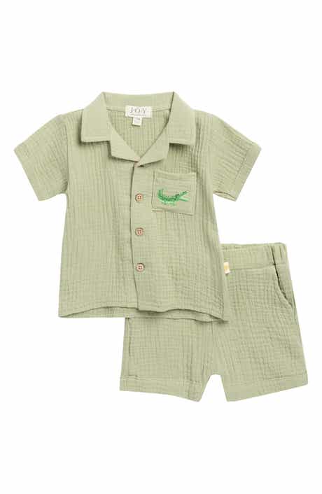 JOY JUST ORGANIC YOU Organic Cotton Gauze Button-Up Shirt & Shorts Set