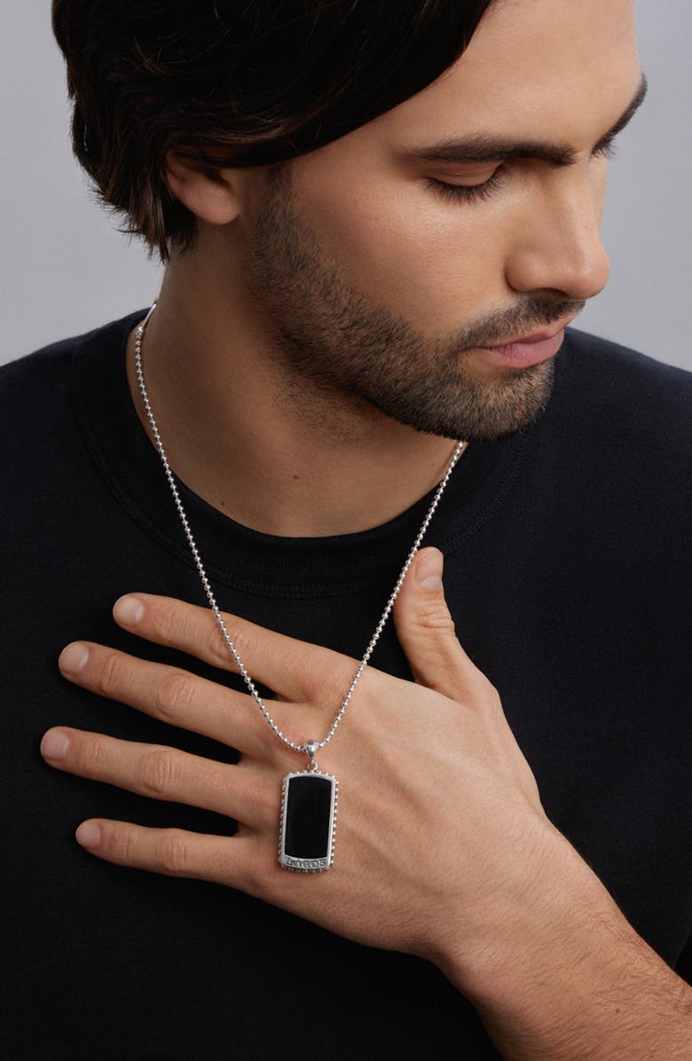 LAGOS Men's Anthem Black Agate Tag Amulet, Alternate, color, Black Agate