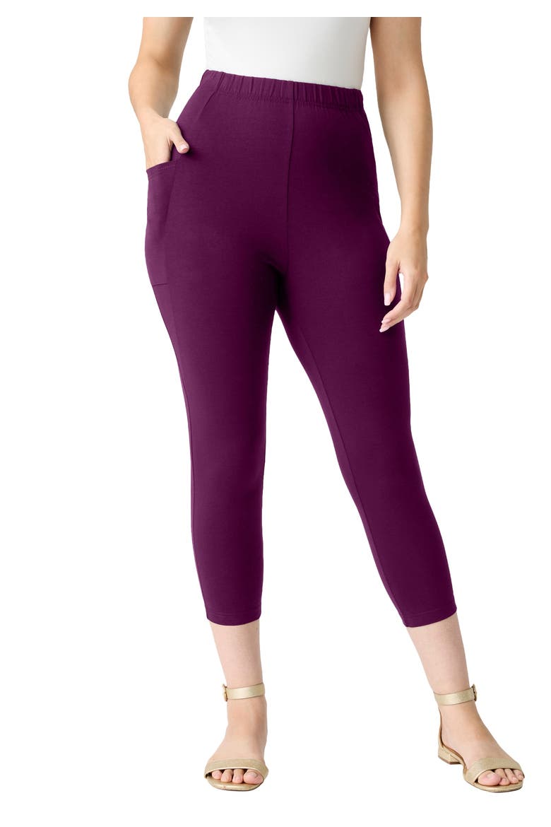 Side-Pocket Essential Capri Legging, Main, color, DARK BERRY