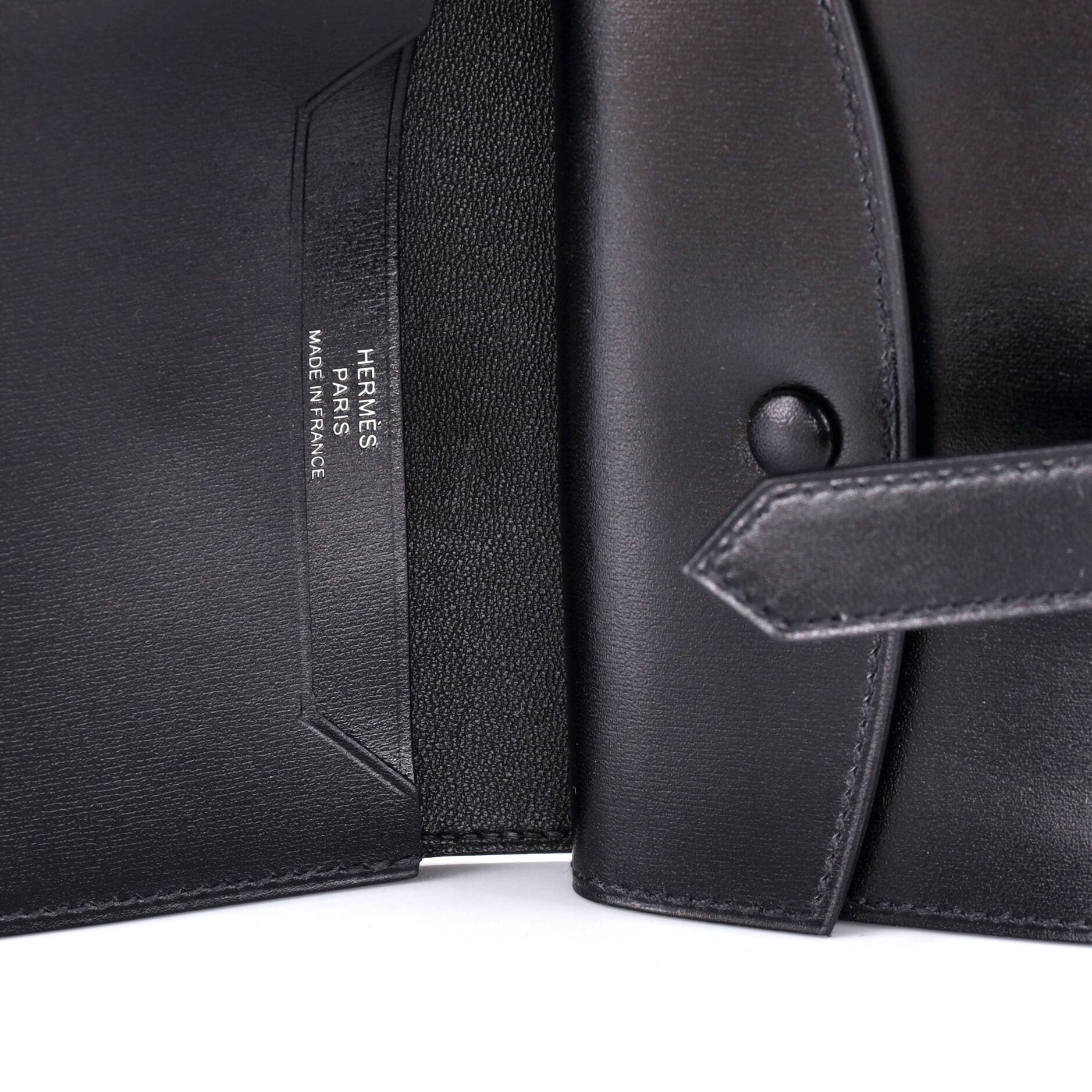 Pre-Owned Hermes Bearn Wallet Box Calf Compact, Alternate, color, Noir