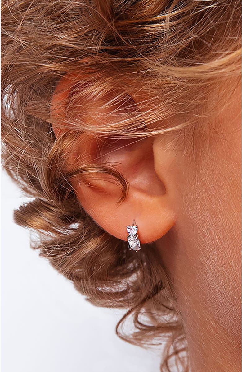 In Season Jewelry Cascading Cubic Zirconia Heart Hoop, Alternate, color, Silver