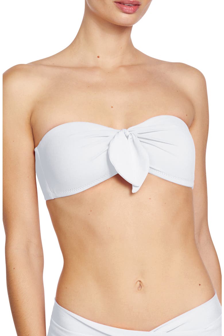 Ava Knot Front Strapless Bikini Top, Main, color, WHITE