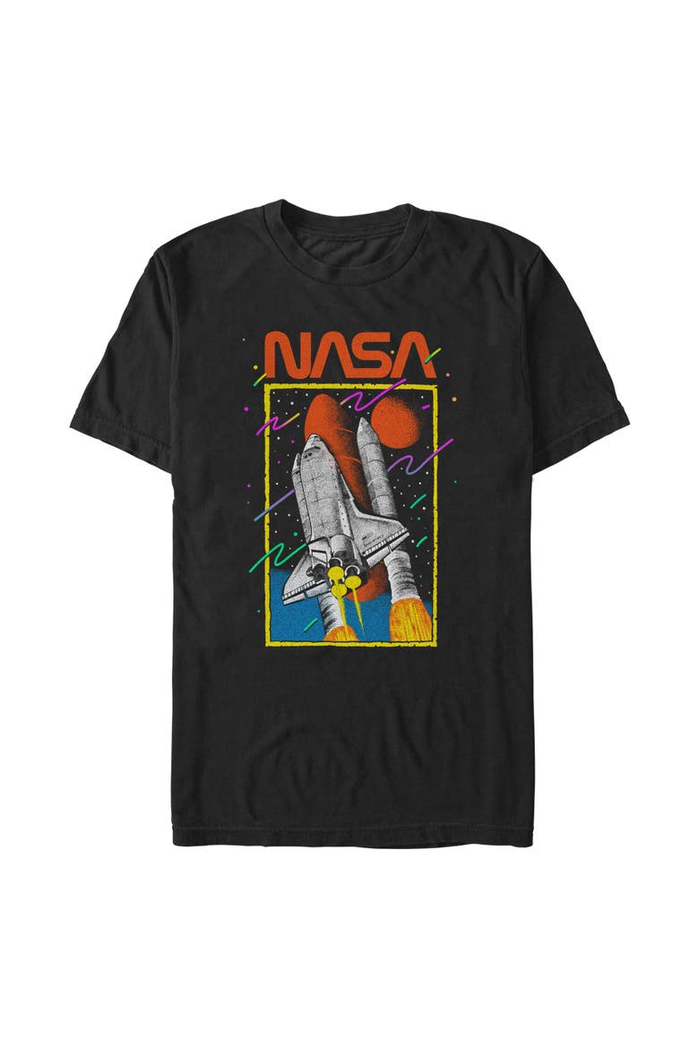 Men's NASA Rocket Retro Logo Graphic T-Shirt, Main, color, Black