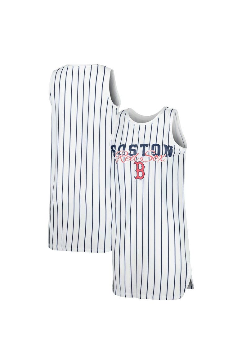 Women's Concepts Sport White Boston Red Sox Reel Pinstripe Knit Sleeveless Nightshirt, Main, color, White