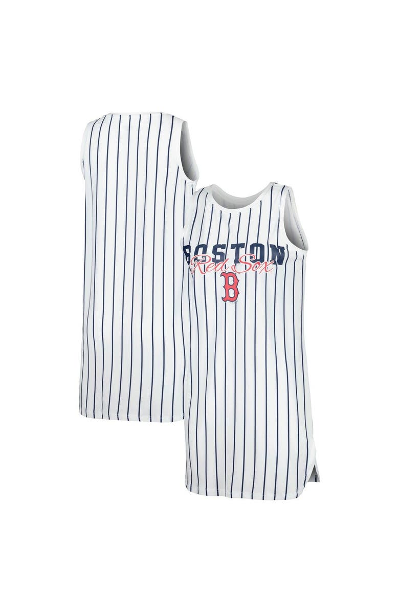 CONCEPTS SPORT Women's Concepts Sport White Boston Red Sox Reel Pinstripe Knit Sleeveless Nightshirt, Main, color, White