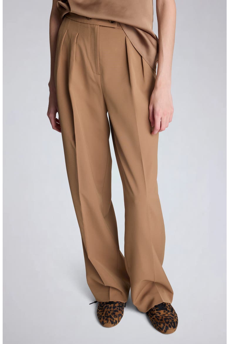 Pleated Mid Rise Wide Leg Pants, Main, color, MESQUITE