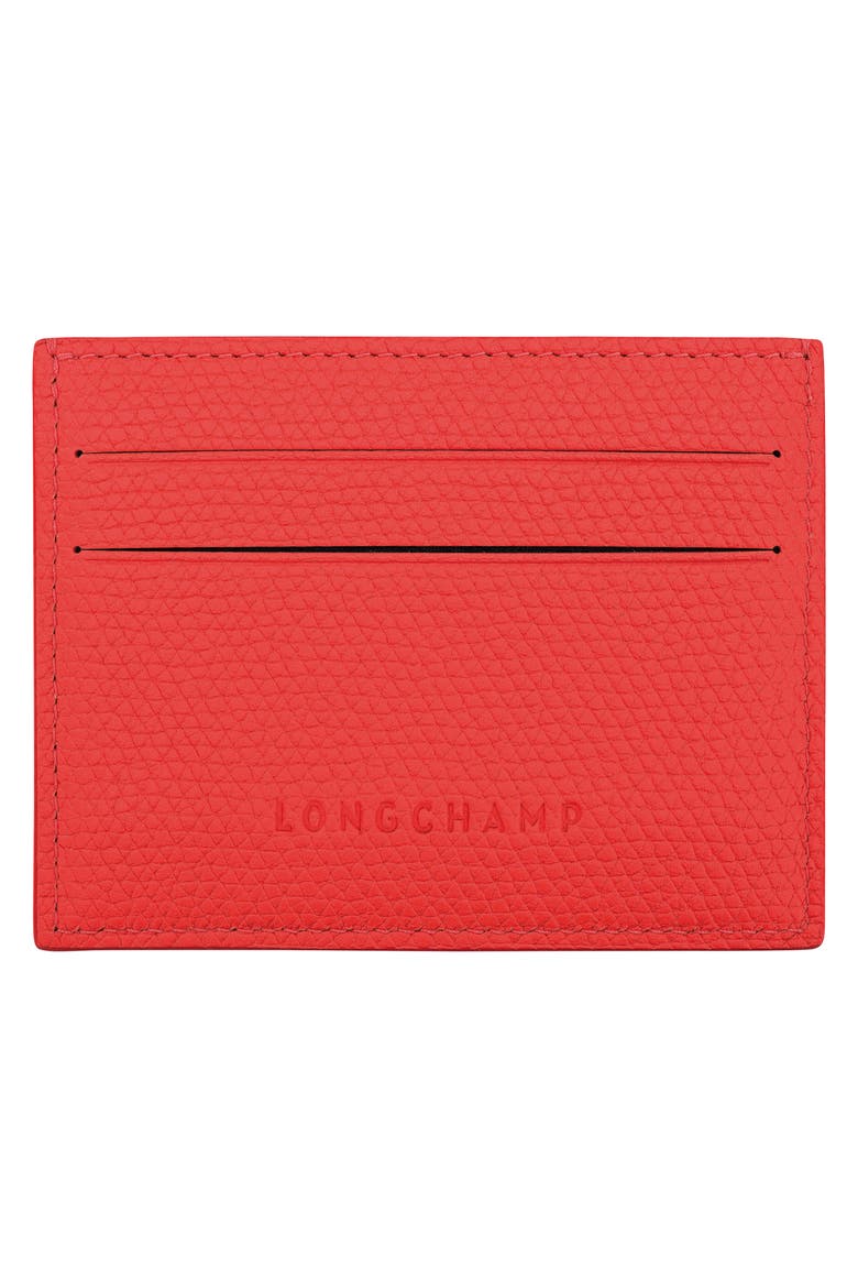 Le Roseau Leather Card Holder, Alternate, color, VERMILION