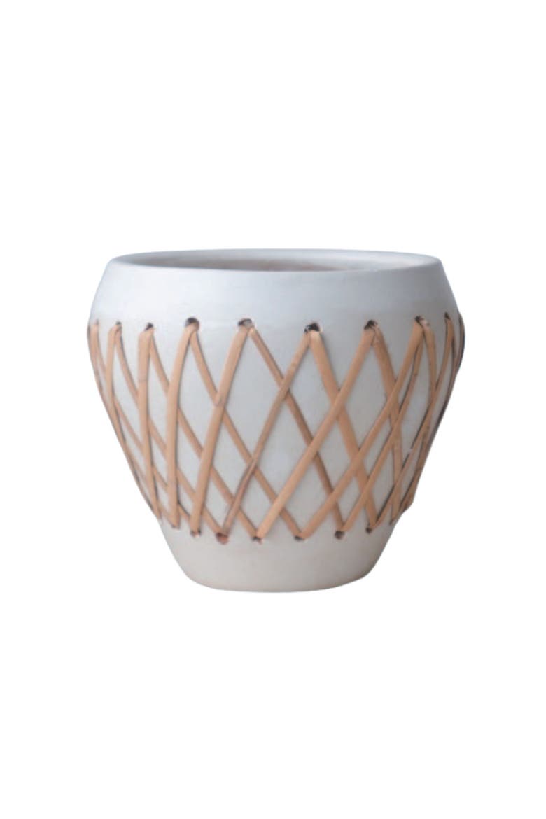 7.5 in. Criss-Cross Pattern Planter, Main, color, White
