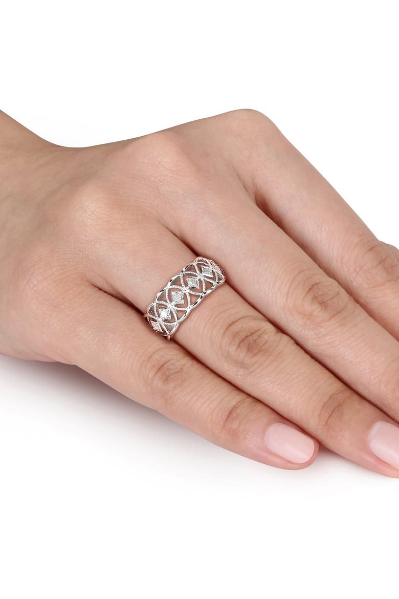 Sterling Silver Diamond Cutout Ring - 0.10ct., Alternate, color, SILVER