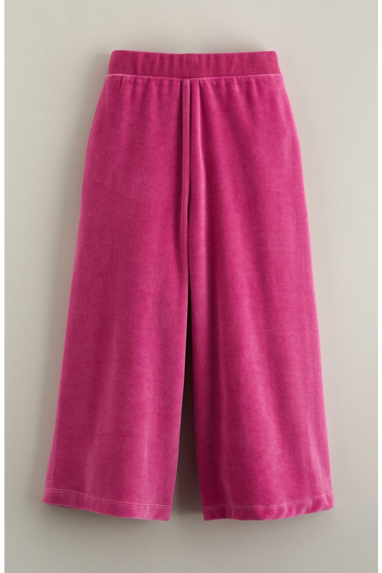 Kids' Ruffle Pocket Velour Pants, Alternate, color, PURPLE ORCHID BOW EMB