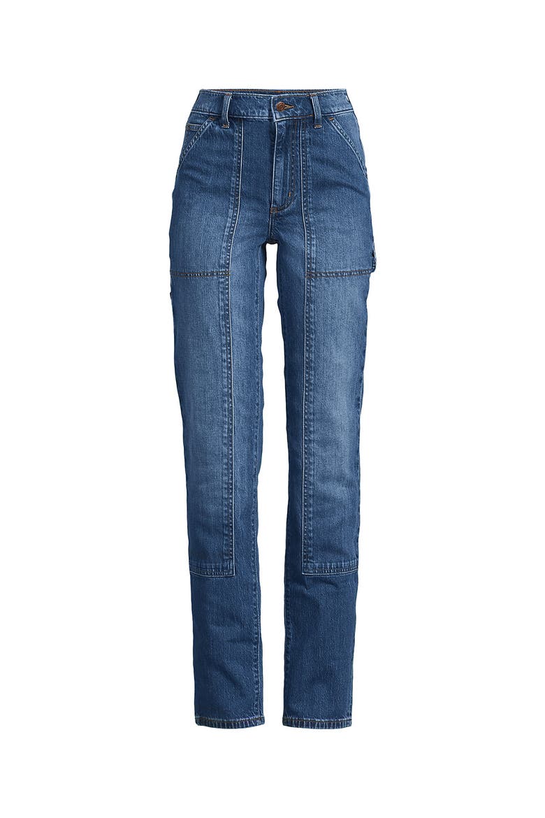 Soft Denim High Rise Rail Straight Leg Utility Jeans, Alternate, color, Indigo Tide Blue