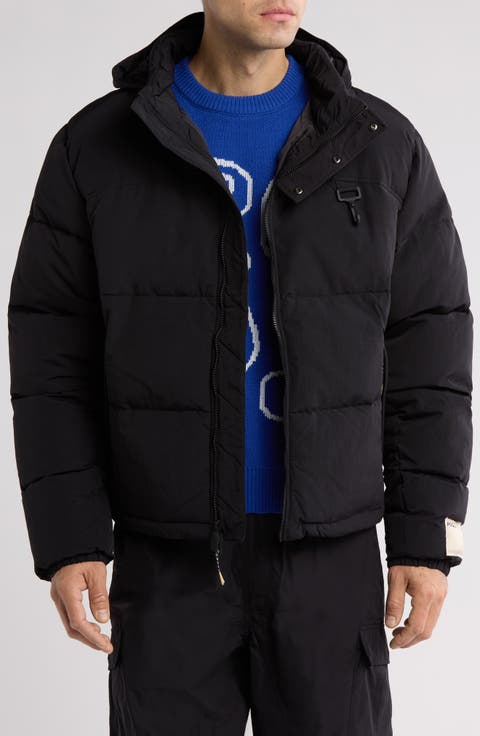 Nylon Puffer Jacket with Stowaway Hood