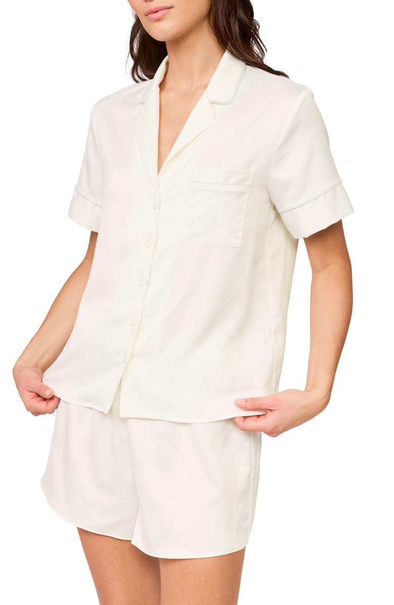 Rya Collection Aurora Charmeuse Short Pajamas, Main, color, Ivory