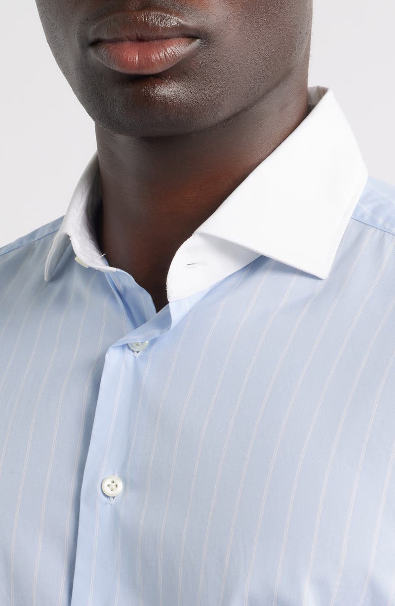 Emanuel Berg Modern Fit Stripe Natural Stretch Yoga Twill Dress Shirt, Alternate, color, Light Pastel Blue